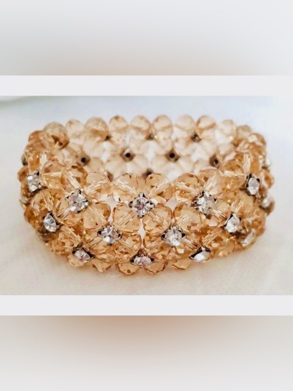 Beaded Stretch Bracelet - Champagne